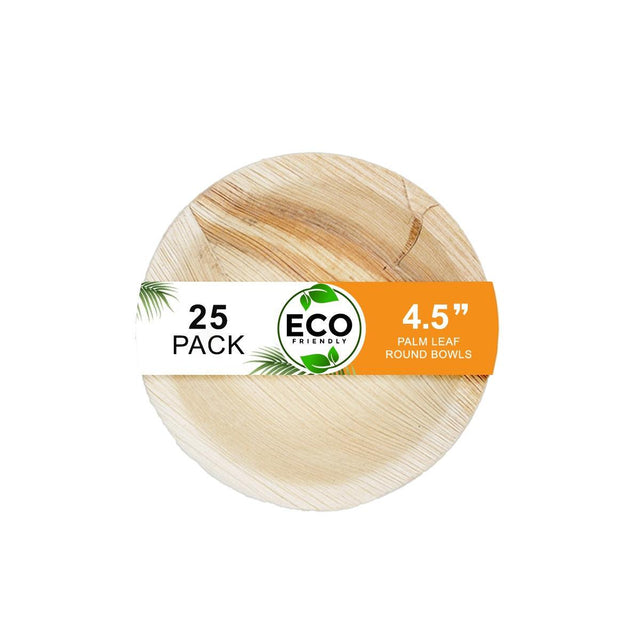 Naturelia Palm Leaf 4.5 Inch Round Bowls Set - Natural Wood Style Dessert Dinnerware - Microwave-Safe Dinner Party Bowls for Wedding, Events - Sturdy Like Bamboo Bowls - Naturelia