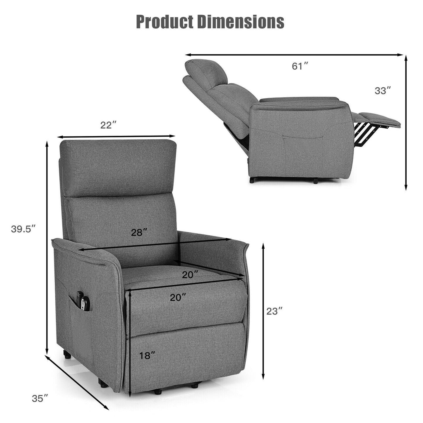 
                  
                    Electric Power Fabric Padded Lift Massage Chair Recliner Sofa-Gray
                  
                