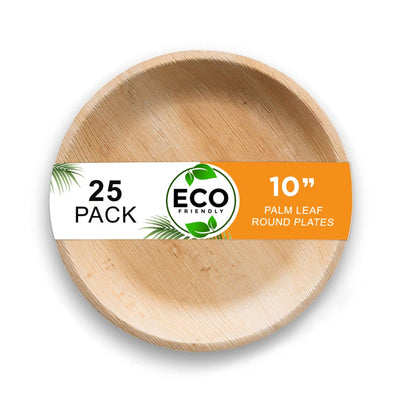 Naturelia Palm Leaf Plates 10 Inch Round - Natural Wood Style Dinnerware - Microwave-Safe Dinner Party Plates for Wedding, Events - Sturdy Like Bamboo Plates - Naturelia