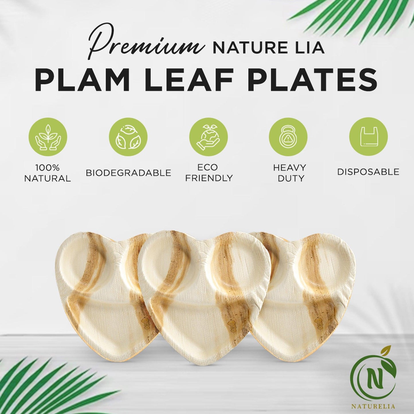 
                  
                    Naturelia Palm Leaf 10 Inch Partition Heart Kids Plates - Natural Wood Style Dinnerware - Microwave-Safe Dinner Party Plates for Wedding, Events - Sturdy Like Bamboo Plates - Naturelia
                  
                