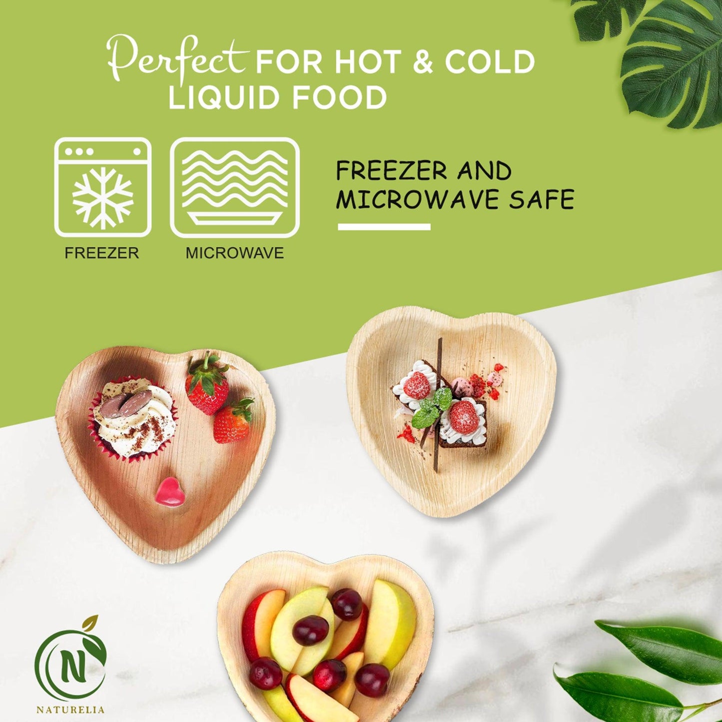 
                  
                    Naturelia Palm Leaf 6.5 Inch Heart Plates - Natural Wood Style Dinnerware - Microwave-Safe Dinner Party Plates for Wedding, Events - Sturdy Like Bamboo Plates - Naturelia
                  
                