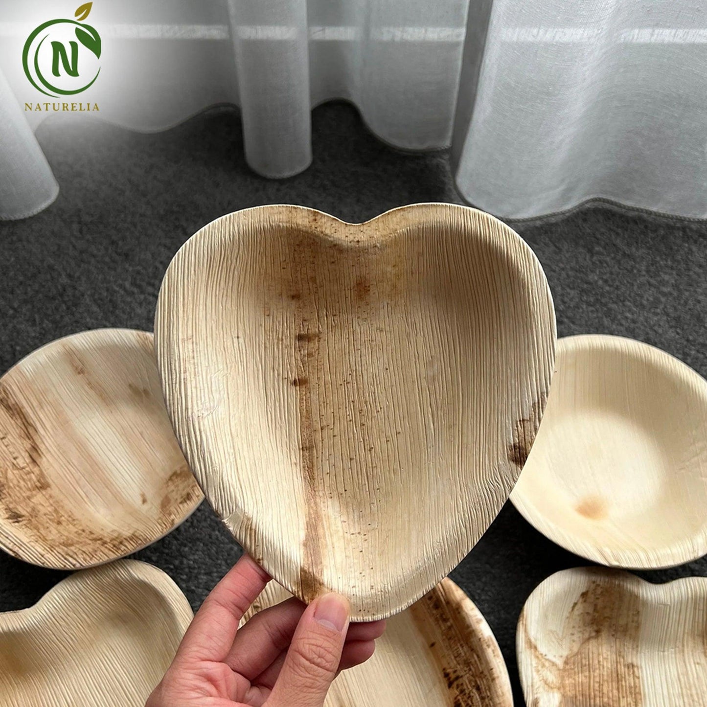 
                  
                    Naturelia Palm Leaf 6.5 Inch Heart Plates - Natural Wood Style Dinnerware - Microwave-Safe Dinner Party Plates for Wedding, Events - Sturdy Like Bamboo Plates - Naturelia
                  
                