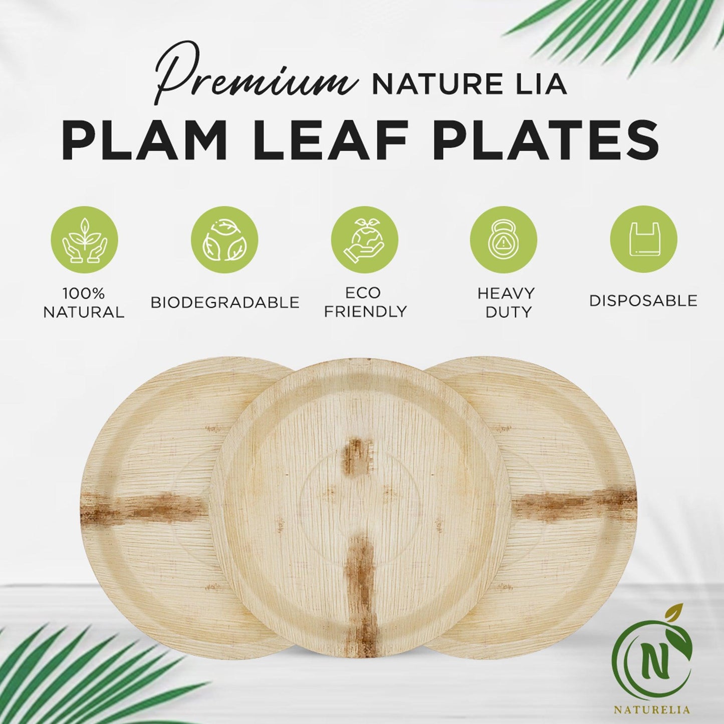 
                  
                    Naturelia Palm Leaf 12 Inch Round Deep Plates - Natural Wood Style Dinnerware - Microwave-Safe Dinner Party Plates for Wedding, Events - Sturdy Like Bamboo Plates - Naturelia
                  
                