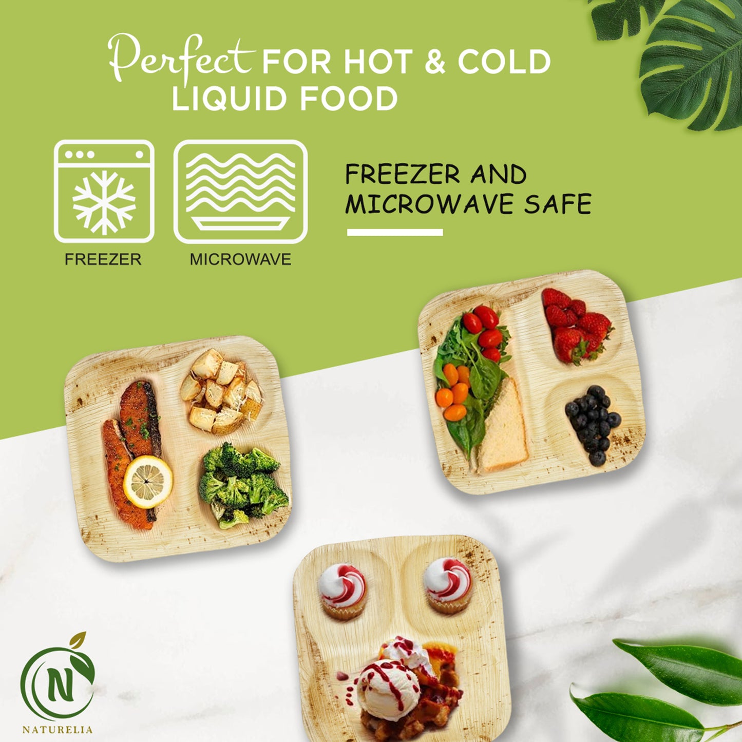 
                  
                    Naturelia 9-inch square 3-compartment palm-leaf plates — 25 pack
                  
                