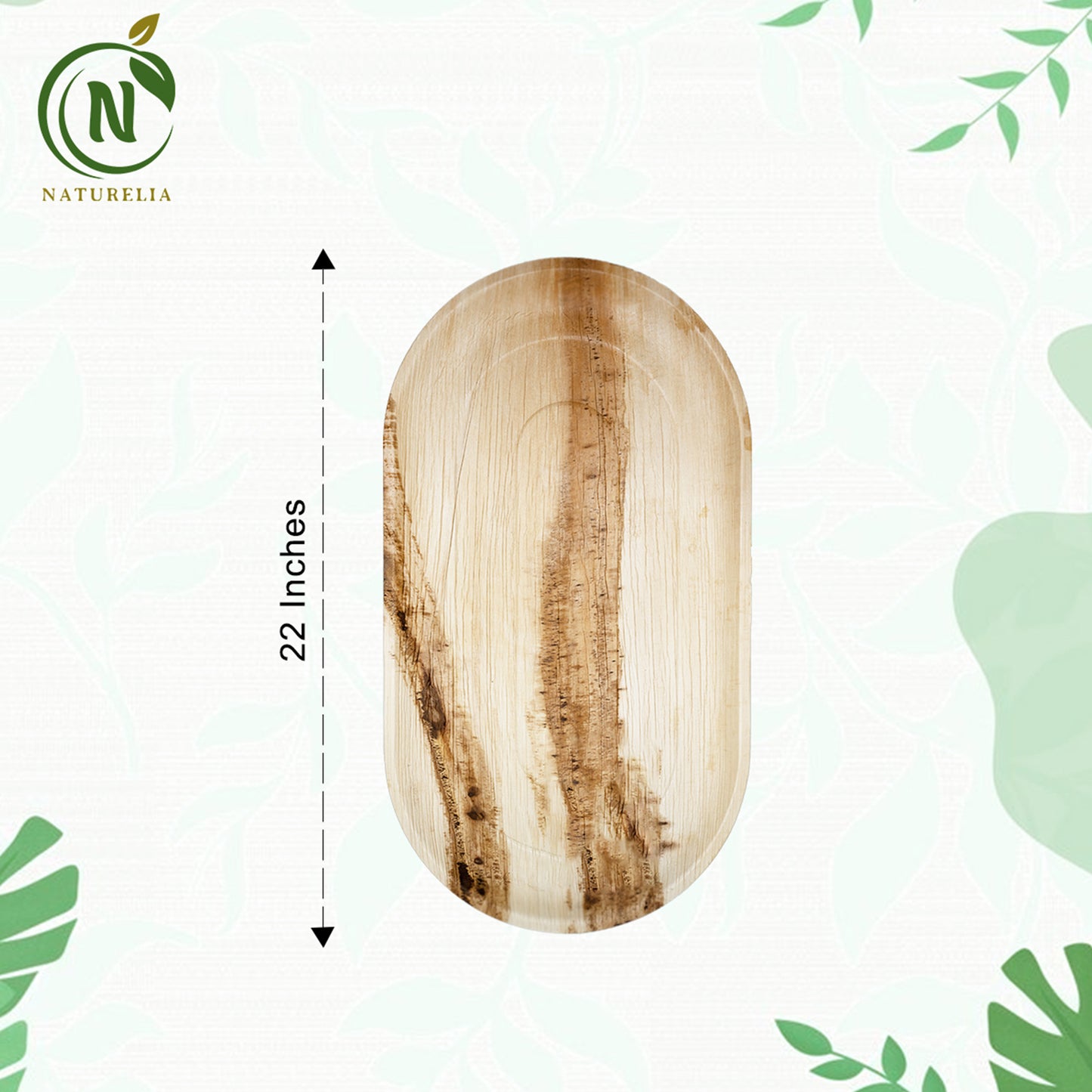 22-inch oval palm-leaf trays: 10 pack