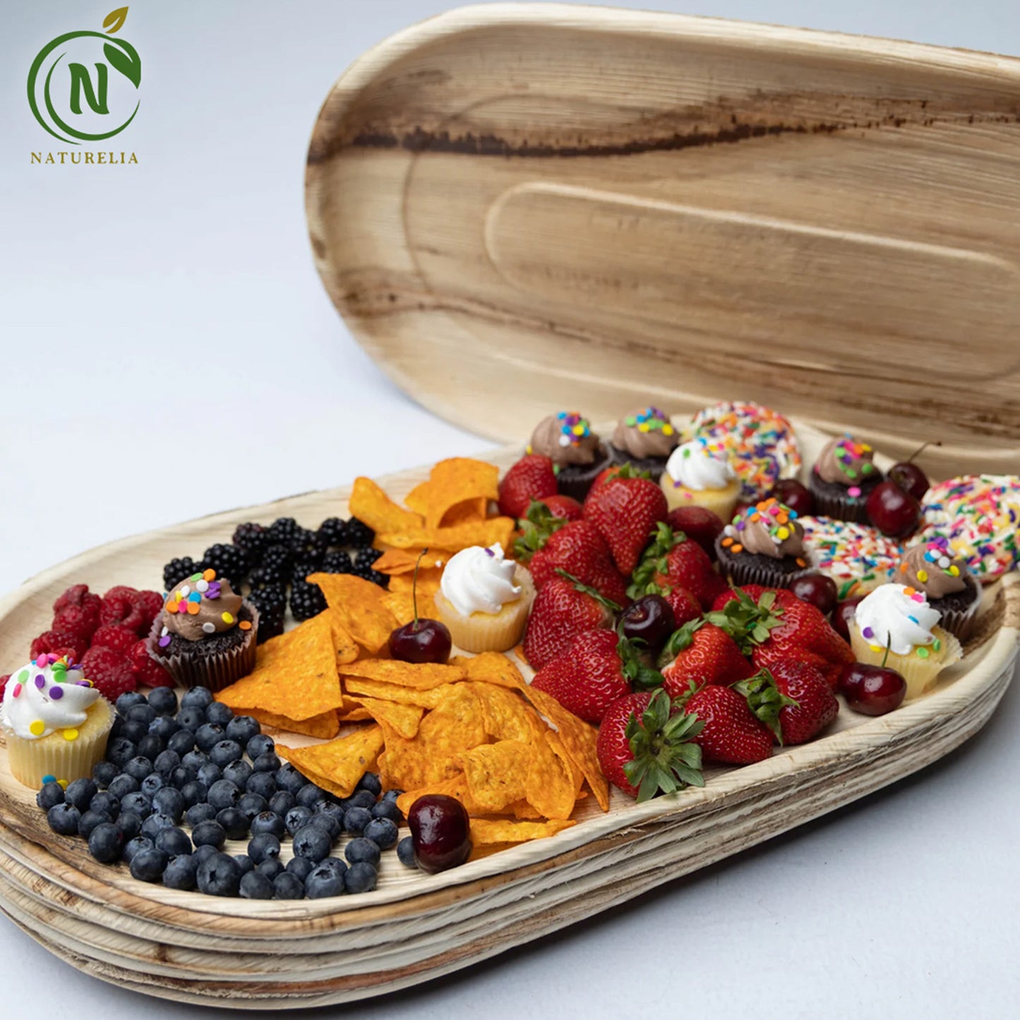 
                  
                    Naturelia 100% Compostable 22-Inch Oval Palm Leaf Disposable Platter Tray- Eco-Friendly, Biodegradable, Microwave & Oven Safe- Sustainable & Natural Cutlery Ideal for Weddings, Parties, Events
                  
                