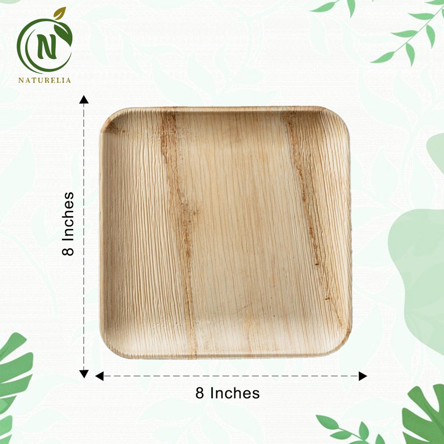
                  
                    Naturelia Palm Leaf Plates 8 Inch Square Set - Natural Wood Style Snack & Dessert Dinnerware - Microwave-Safe Dinner Party Plates for Wedding, Events - Sturdy Like Bamboo Plates - Naturelia
                  
                