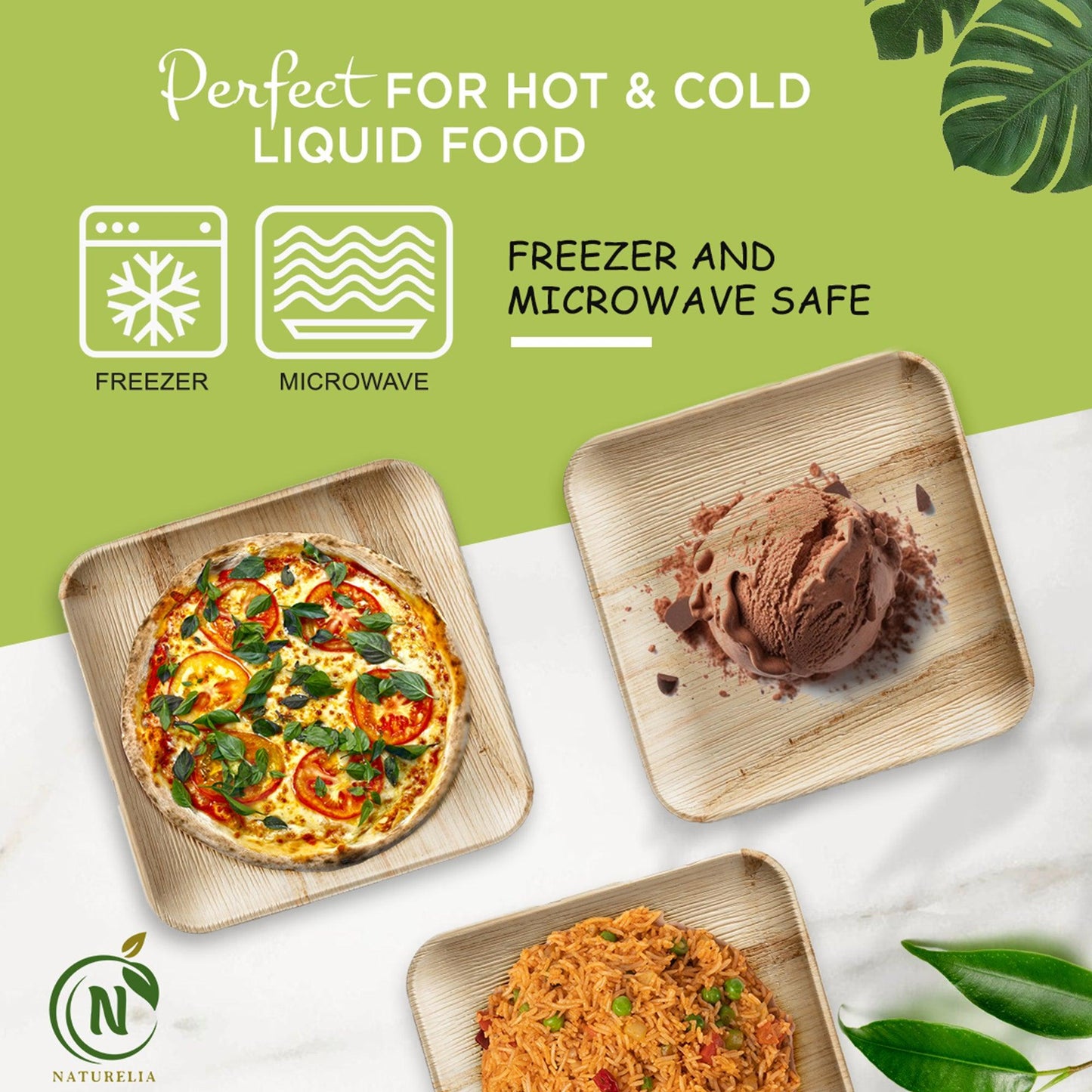 
                  
                    Naturelia Palm Leaf Plates 10 & 6 Inch Square Combo Set - Natural Wood Style Dinnerware - Microwave-Safe Dinner Party Plates for Wedding, Events - Sturdy Like Bamboo Plates - Naturelia
                  
                