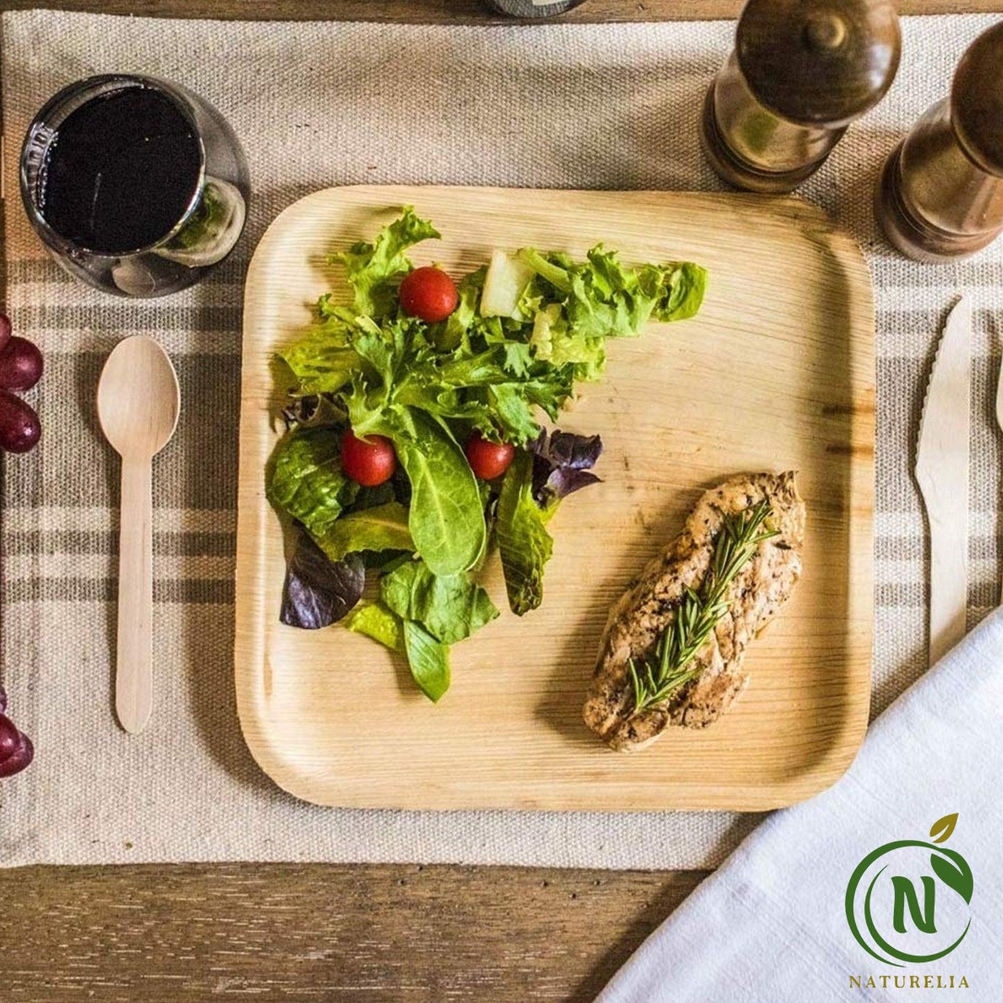 
                  
                    Naturelia Palm Leaf Plates 10 & 6 Inch Square Combo Set - Natural Wood Style Dinnerware - Microwave-Safe Dinner Party Plates for Wedding, Events - Sturdy Like Bamboo Plates - Naturelia
                  
                