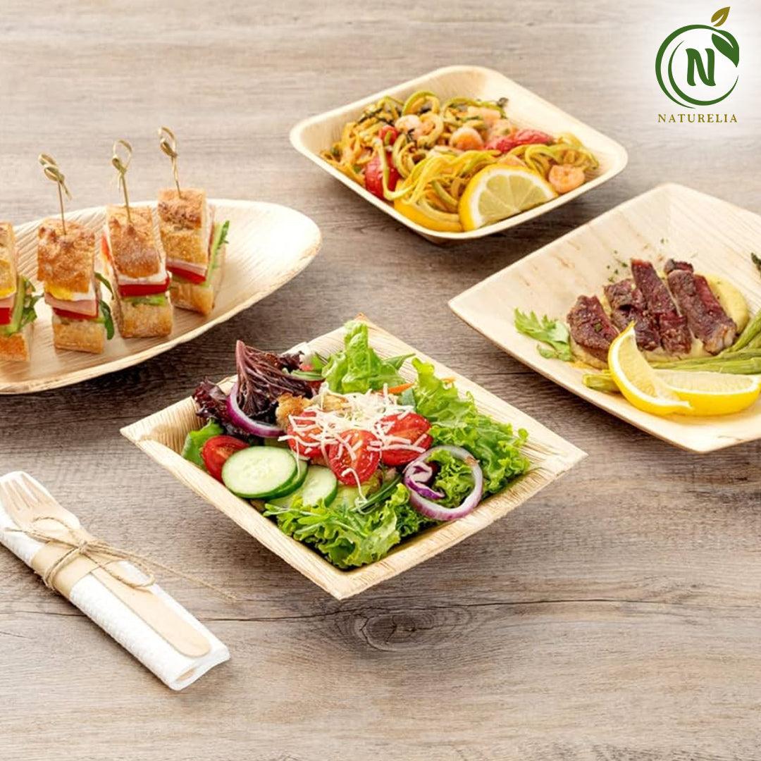 
                  
                    Naturelia 7-Inch Square Palm Leaf Disposable Bowls- Faux Wood Style Dinnerware Soup and Salad Bowl Set - 25-Pack Bundle - Microwave, Oven, and Freezer Safe - Naturelia
                  
                
