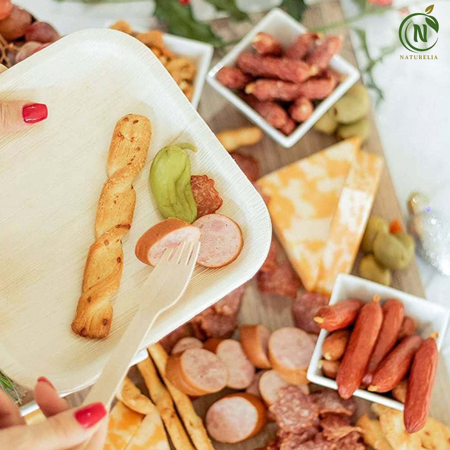 
                  
                    Naturelia Square Palm Leaf Party Set, 120 Pieces for 20 Guests
                  
                