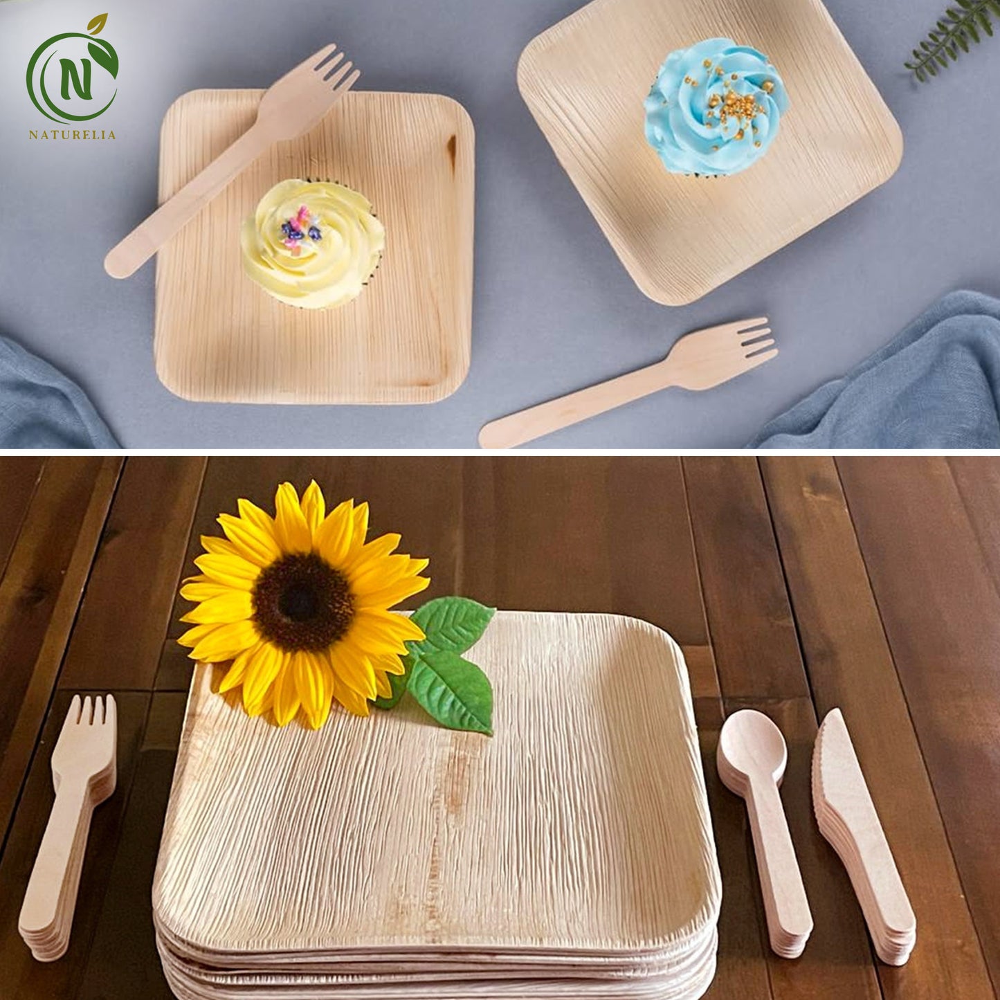 
                  
                    Naturelia Square Palm Leaf Plate and Cutlery Combo, 100 Pieces
                  
                